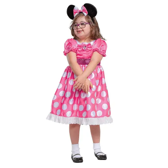 Kids Pink Minnie Adaptive Costume with Ears Headband and Medical Access Design {1}