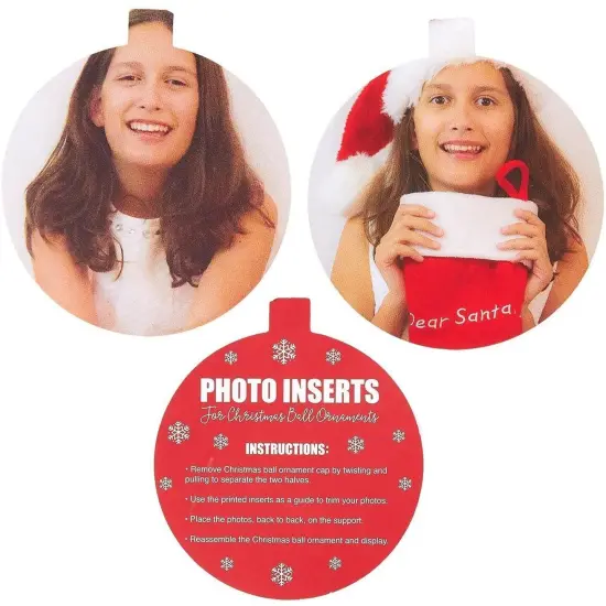 Round Photo Ornament for Christmas Tree Decor (2.75 x 4.7 in, 4 Pack) Clear {7}