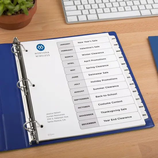 Avery Jan-Dec Dividers for 3 Ring Binders, 12 Tabs per Set, Customizable Table of Contents, Classic White Tabs (6 Sets of 11826) {6}