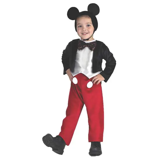 Classic Boys Mickey Mouse Costume with Hood and Bow Tie for Halloween Fun {1}