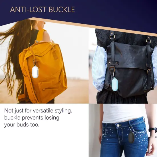 For Galaxy Buds+ / Buds Case, Protective Silicone Cover with Carabiner Keychain Compatible with Samsung Galaxy Buds+ Plus 2020 Buds 2019 Wireless Earbuds, Light Blue by Insten {6}