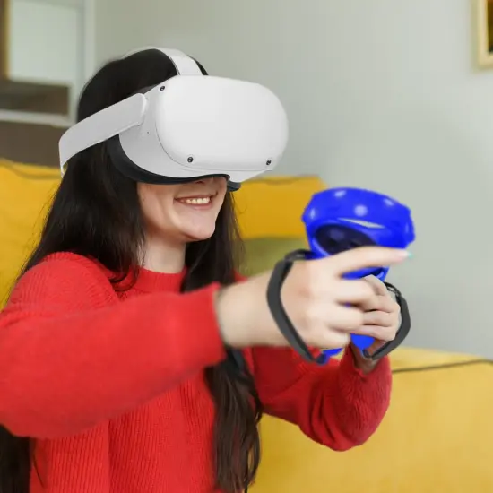 Insten Controller Grips for Oculus Quest 2 Meta VR Headset Touch Controllers, Silicone Protective Accessories with Knuckle Straps & Joystick Cover (Blue, 1 Pair) {7}