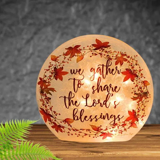 Stony Creek 9.0 Inch Fall Frosted Glass Orb Halloween Lighted Glass Accent , Thanksgiving Decor Leaves Electric BITTERSWEET {4}