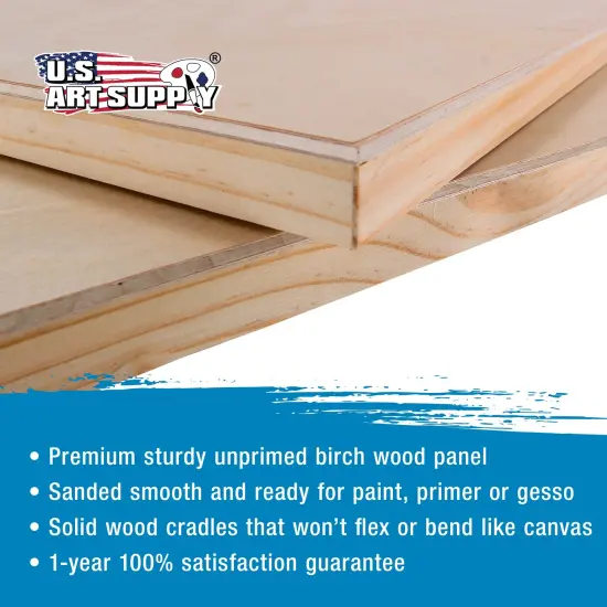 Unfinished Cradled Wood Panels for Painting, 2 Pack of 16x20 inch - Studio Birch Wooden Canvas Boards 3/4" Deep - Mixed-Media Craft, Acrylic, Oil, Encaustic, Paint Pouring Panel Board {4}