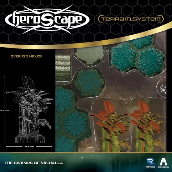 Renegade Games: Heroscape: The Swamps of Valhalla - Terrain System Expansion - 39pcs, Hex-Tile Terrain Pieces, Swamp Underbrush, Landscape Miniatures {7}