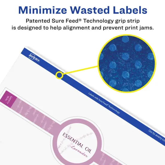 Avery Matte White Removable Wraparound Labels with Sure Feed Technology, Print-to-the-Edge, 1.5" x 7.75" {4}