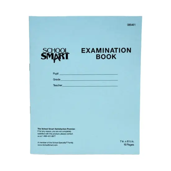 School Smart Examination Blue Books, 7 x 8-1/2 Inches, 16 Pages, Pack of 50 {1}