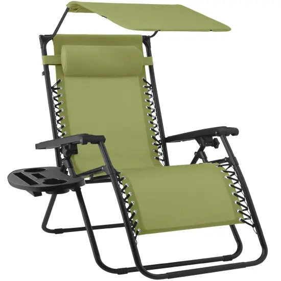 Best Choice Products Folding Zero Gravity Recliner Patio Lounge Chair w/ Canopy Shade, Headrest, Tray Peacock {7}