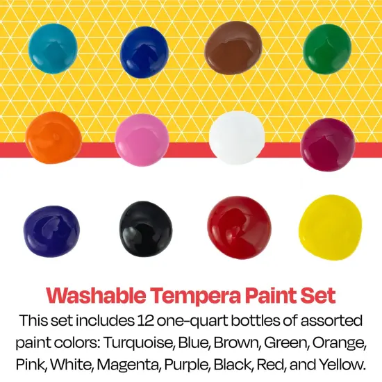 School Smart Washable Tempera Paints, Assorted Colors, Quart Set of 12 {4}