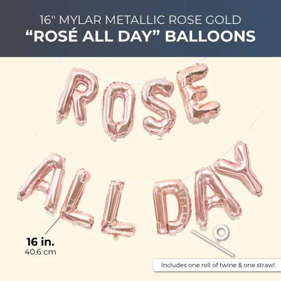 Sparkle and Bash Ros&eacute; All Day Balloons, Party Decorations - Rose Gold Foil, 16 Inches Pink {2}