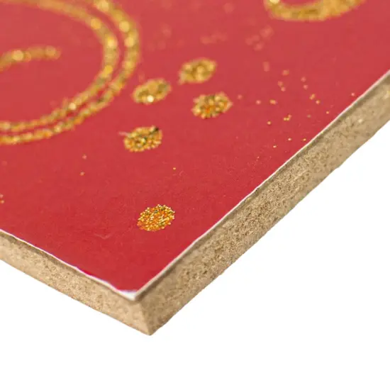 15" Wooden Sign: Merry Christmas Red/Gold {2}