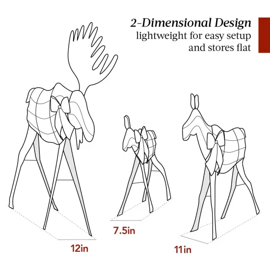 Best Choice Products 4ft 3-Piece Lighted 2D Christmas Moose Set Outdoor D&eacute;cor w/ 195 LED Lights, Stakes Gold {2}