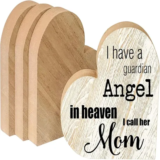 4 Pack 6 Inch Thick Wood Heart Wooden Block Unfinished MDF Wood Heart Signs (6x6x1 in) {2}