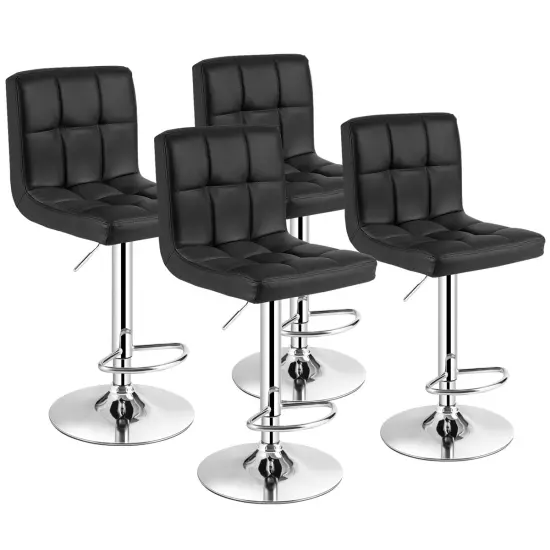 Costway Set of 4 PU Leather Bar Stool Swivel Bar Chair w/ Adjustable Height {8}