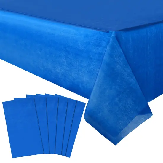 6 Pack Plastic Royal Blue Tablecloth for Parties, Rectangular Table Decorations, 54 x 108 Inches, Disposable Table Cover for Birthday, Graduation Party Supplies {1}