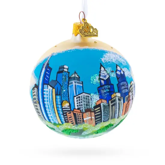 Skyline of Philadelphia, Pennsylvania Glass Ball Christmas Ornament 3.25 Inches {1}