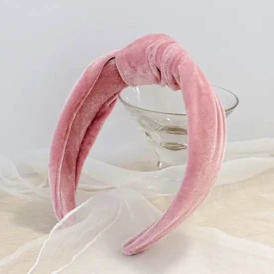 Wrapables Wide Knotted Velvet Headbands, Top Knot Velvet Headbands for Women and Girls, Pink {6}