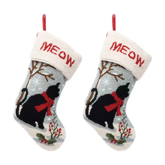Set of 2 Chrismas Decor Hooked Stockings (Dog/Cat) 2pk Cat {6}