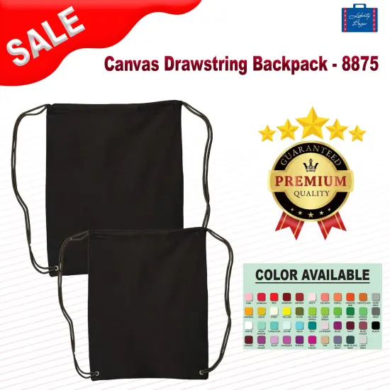 Liberty Bags&reg; Canvas Drawstring Backpack Black {2}
