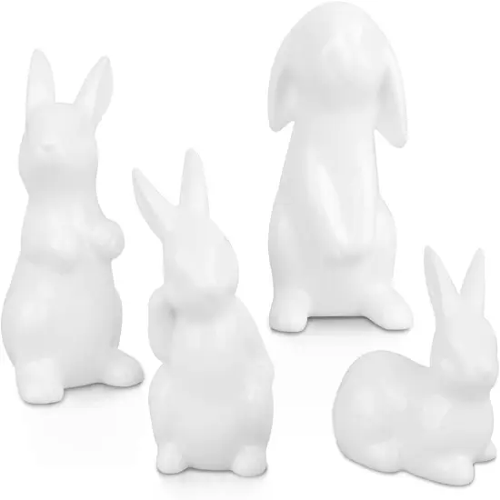 Easter Bunny Decor, 4 Pcs Glossy White Ceramic Bunny Figurines Spring Home Gifts Table Centerpiece Arts Crafts Decorations {1}