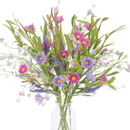 8 Bundles Spring Fake Flowers Artificial Daisy Lavender Flowers Stem Picks Faux Silk Spring Flowers Fake Wildflowers Bouquet for Home Indoor Table Vase Wedding Party Decor {1}