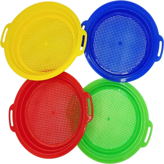 4E's Novelty 4 Pack Sand Sifter &ndash; 8.75" Sandbox Toys, Kids Sand Toys, Rock Strainer {1}