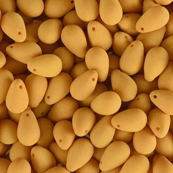 John Bead 114pcs 6x9mm Czech Glass White Alabaster Velvet Drop Bead Strands Mustard Yellow {2}