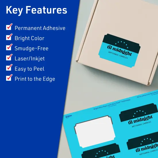 Avery Bright Blue Paper Labels, 2" x 3" Rectangle Scalloped {2}