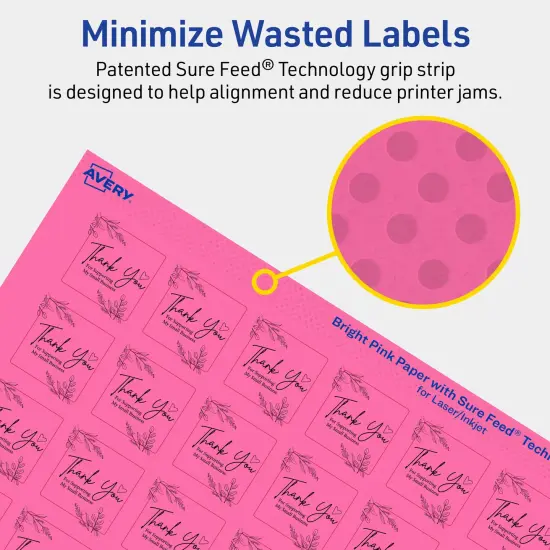Avery Bright Pink Paper Labels, 1" x 1" Square {4}
