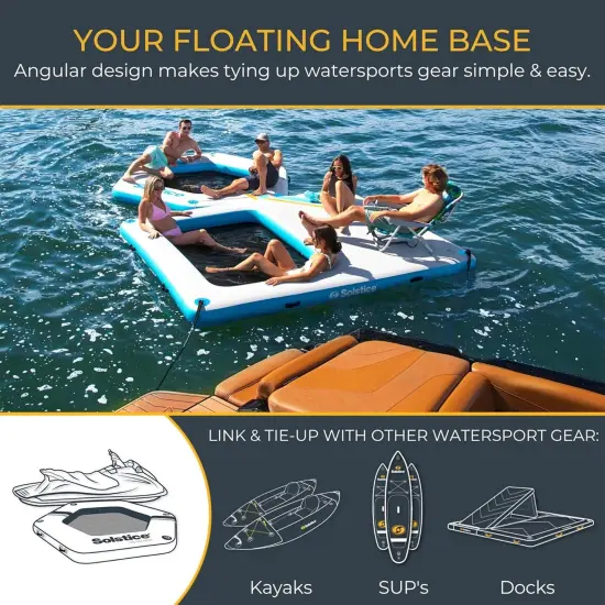 Swimline Inflatable Hex Mesh Floating Dock - 8.5' x 8.5' Blue {7}