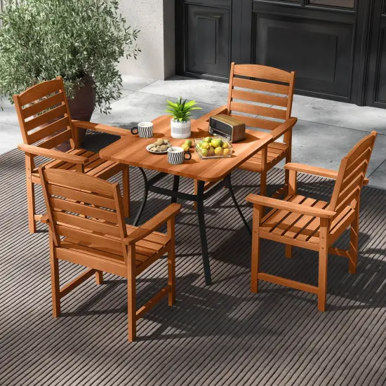 Costway Patio Chairs Set of 2/4 with Inclined Backrests and Slatted Seats for Deck {4}