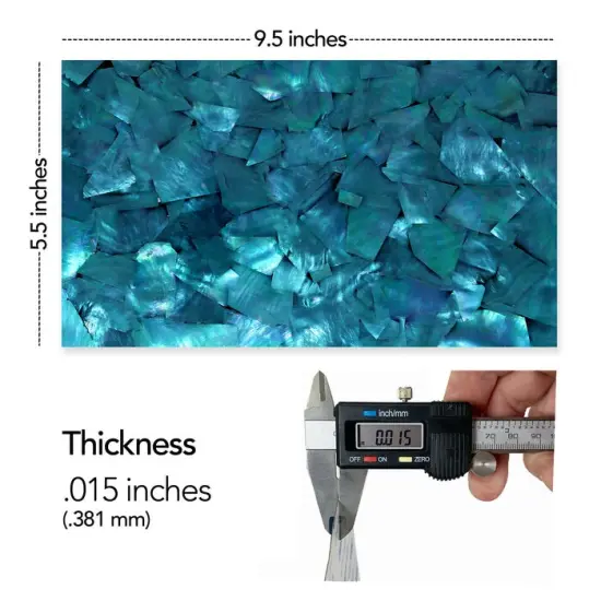 Shell Veneer, 5.5 x 9.5 inches | WMOP, BMOP, Abalone | Includes 3M Adhesive Sheet for Application, Great for Inlay Projects Turquiose Blue {2}