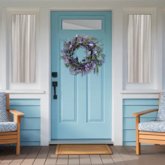 Northlight Lavender Artificial Spring Floral Wreath, Purple and Green - 18-Inch {4}