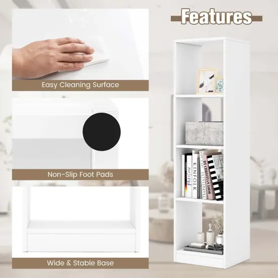 Costway 56'' Tall Bookcase, Freestanding Bookshelf with 4 Open Cubes {5}