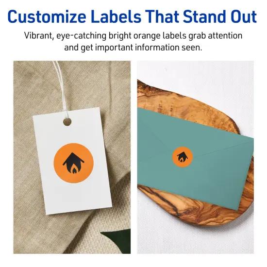 Avery Bright Orange Paper Labels, 0.75" Diameter Round {3}