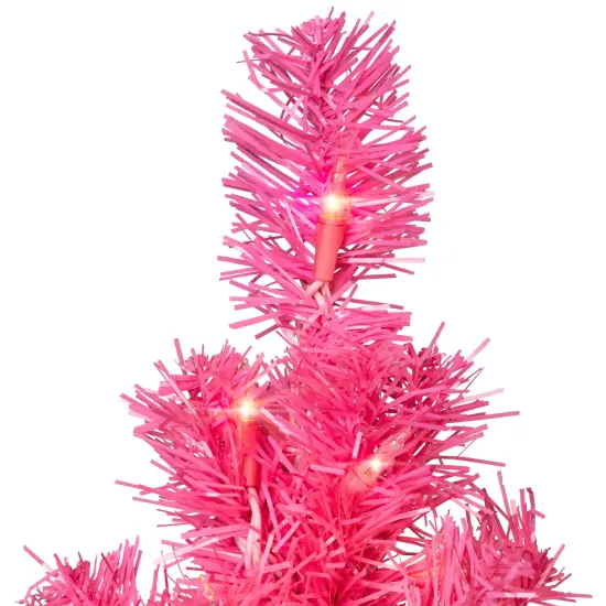 Northlight Pre-Lit Tinsel Artificial Christmas Tree - 3' - Pink - Clear Lights {6}