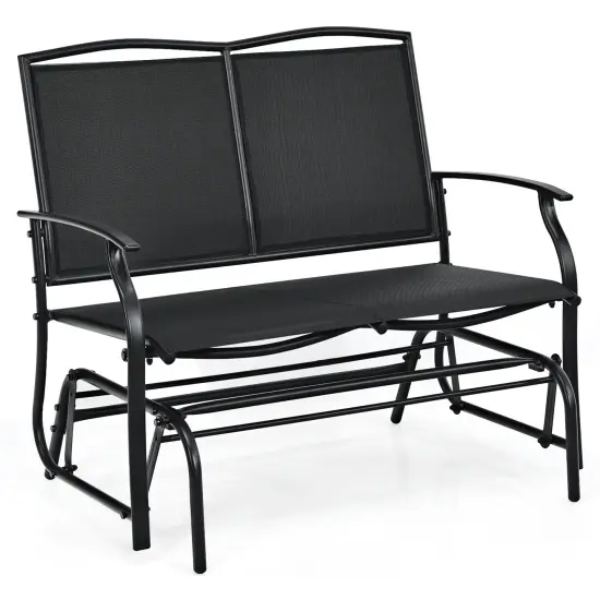 Costway Patio Glider Rocking Bench Double 2 Person Chair Loveseat Garden Grey\Black {9}