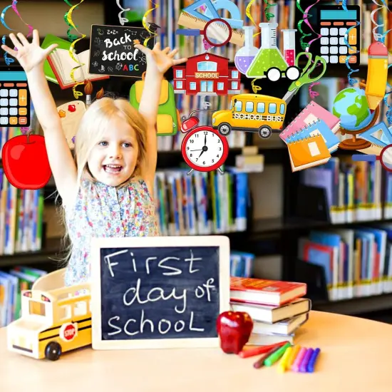 Back To School Hanging Swirls Decorations 30 Pack {3}