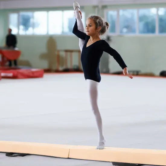 7 Feet Folding Balance Beam with Removable Suede Cover Suitable for Improve All Skill Levels Khaki {1}