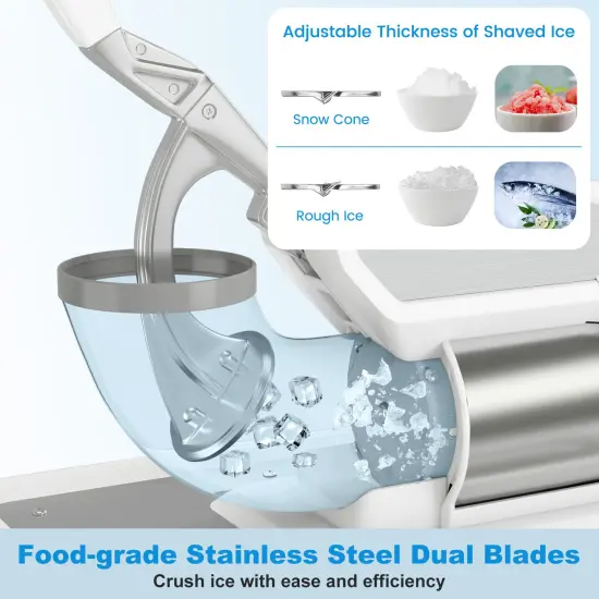 10 Gallon Storage Ice Crusher with Stainless Steel Dual Blades and Waterproof Safety Switch White {4}