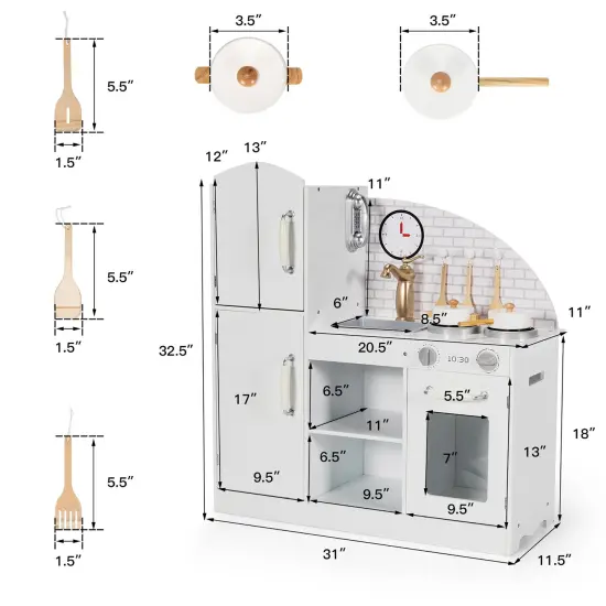 Costway Kids Kitchen Playset Pretend Play Cooking Set w/Vivid Faucet & Telephone {4}