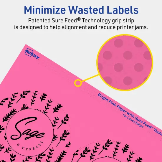 Avery Bright Pink Paper Labels, 3.5" Diameter Round {4}