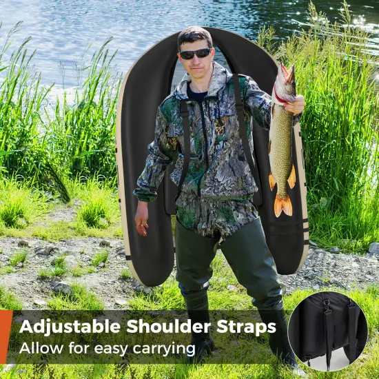 Inflatable Fishing Float with Adjustable Straps & Storage Pockets Beige {5}