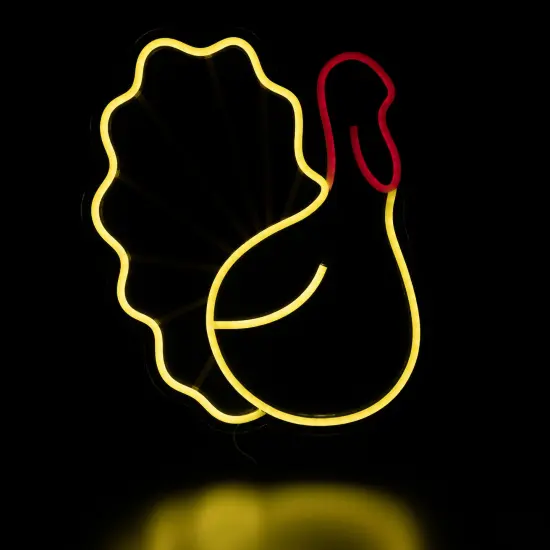 Northlight LED Turkey Neon Lighted Thanksgiving Wall or Window Decoration - 15" Yellow {5}