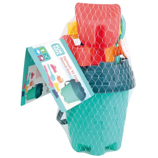 Nothing But Fun Toys: Splash N' Dig Sand Set - Beach & Water Play, Bucket, 3 Castle Mold Toys, Sifter, Rake, Shovel, Watering Pail, Kids & Toddlers 2+ {7}