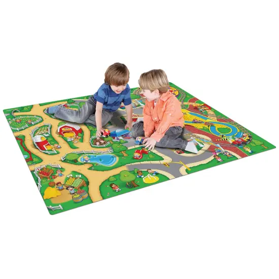 Imaginmat: Jumbo - Fisher Price - Floor Playmat & 2 Toy Cars, 47 x 61", 2 Character Vehicles, Durable EVA Foam Mat, Portable, Licensed, Kids Ages 3+ {5}