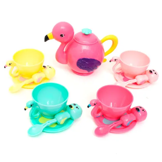 Zoo Troop: Flamingo Tea Set - 13 Pieces - Animal Tea Party Set, Flamingo Tea Pot & Accessories, Food & Kitchen Pretend Play, Toddler & Kids Ages 2+ {1}