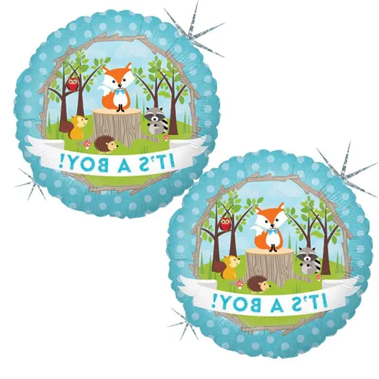 18" Woodland Baby Boy Foil Balloon Forest Themed Baby Shower Decor {3}