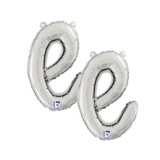 Betallic&reg; 14 Inch Script Letter E Silver Air Fill Only Balloon {4}
