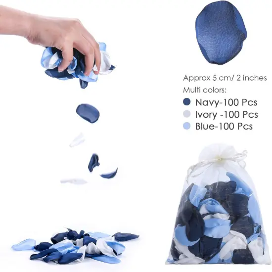 Silk Rose Petals 300pcs Navy Blue Flower Petals for Wedding Flower Girl Anniversary Table Centerpieces Party Favor Valentines Day Decoration {3}